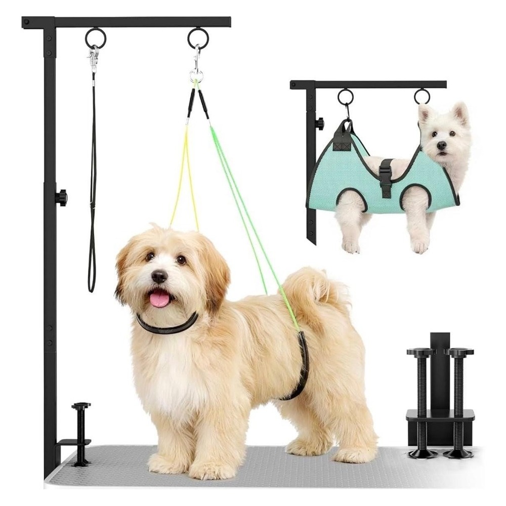 Dog Grooming Table Arm 31.5-43.3in 3-in-1 Adjustable Hammock Stand Small Dogs